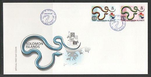 Solomon Is., Scott cat. 914-915. Year of the Snake issue. First Day Cover. ^