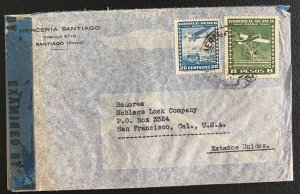 1940s Santiago Chile Airmail Commercial Censored cover to San Francisco Ca USA