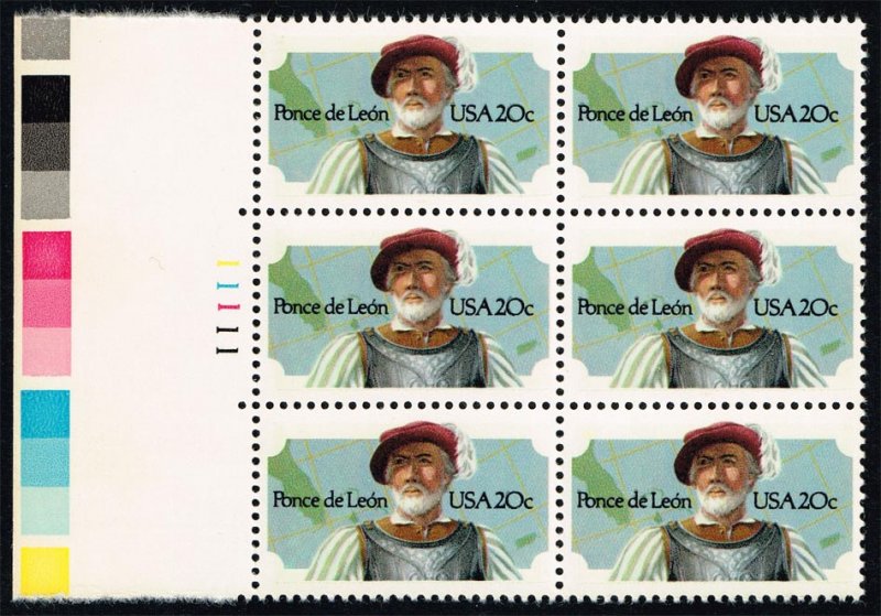 US #2024 Ponce de Leon P# Block of 6; MNH (3.50)