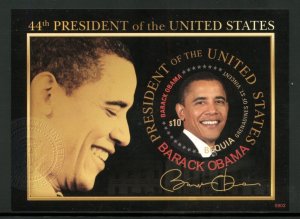 BEQUIA BARACK OBAMA 44th PRESIDENT OF THE US IMPERF SOUVENIR SHEET  MINT NH