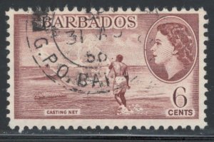 Barbados 1953 Queen Elizabeth II & Casting Net 6c Scott # 240 Used