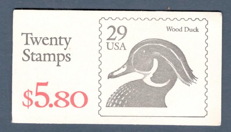 BK174 Wood Duck Booklet Of 20 Black Lettering Mint/nh Selling @ Face 