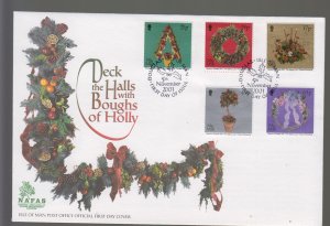 Isle of Man -  2001  Deck the Halls, set of 5   on FDC