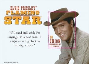Union Island 2010 - Elvis Presley in the Movies Stamp souvenir sheet (#3) MNH