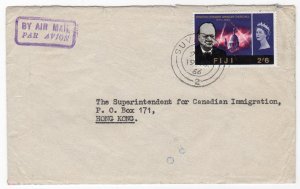 Fiji Churchill 2sh6p airmail to Hong Kong, 1966