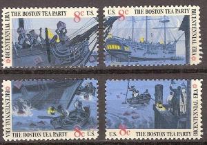 US 1973 The Boston Tea Party - Sinlgle Stsmpd  SC#1480-1483 MNH