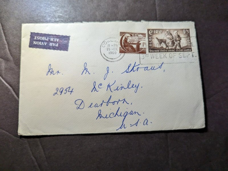 1960 Ireland Airmail Cover Corcaigh to Dearborn MI USA Bandon Carnival