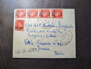 1950 British Occupied Libya Tripolitania Overprint Airmail Cover to Genoa Italy