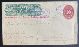 1888 Pachuca Mexico Postal Stationery Wells Fargo Express Cover Locally Used