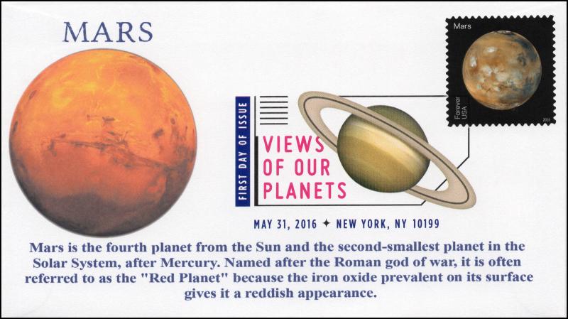 2016 Views of our Planets Mars Digital Color Postmark FDC 16-224