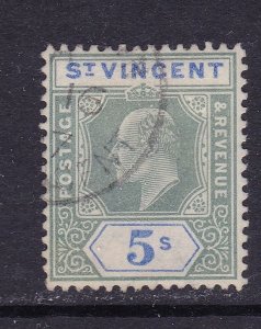 St. Vincent Scott 79,  1902 KEVII 5/ Wmk Crown &CA, very fine used.  Scott $140