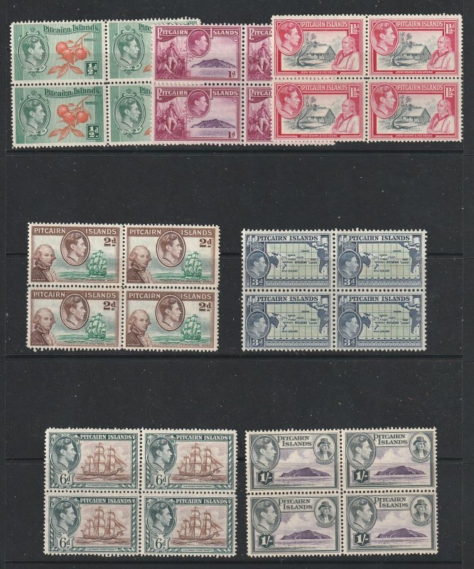 Pitcairn Is x 7 mint blocks of 4 from the KGVI set