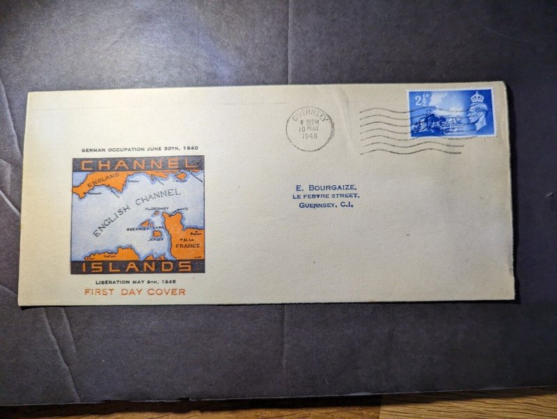 1948 England Channel Islands Souvenir First Day Cover FDC Guernsey CI Local Use