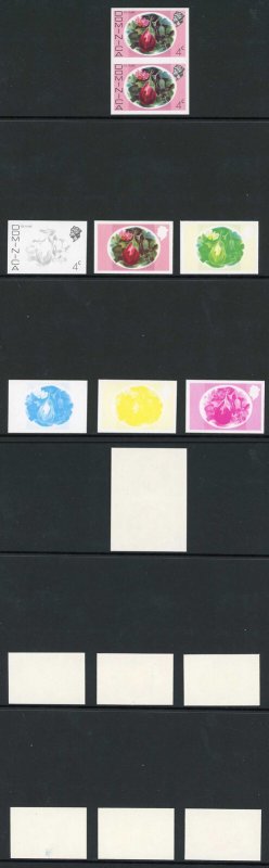 Dominica SG494 4c Egg Plant Imperf Pair and Progressive Proofs U/M