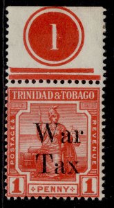 TRINIDAD & TOBAGO GV SG188, 1d scarlet, M MINT. CONTROL PLATE 1