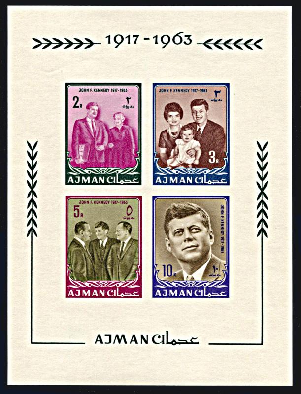 Ajman Michel Block 1B, MNH imperf., John F. Kennedy In Memoriam souvenir sheet