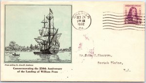 U.S. EVENT COVER 250th ANNIVERSARY OF THE LANDING OF WILLIAM PENN PLANTY 724-4