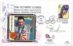 USA 1996 GB OLYMPICS Cycling Signed Benham 32c Cover *Chris Broadman* GOLD HH134