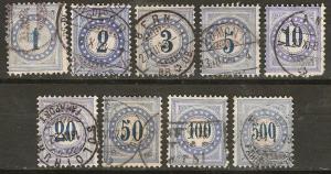 Switzerland J1-9 Mi PM 1-9 Used F/VF 1878-80 SCV $102.25