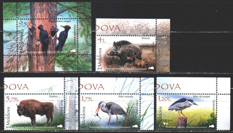 Moldova. 2018. 1037-40, bl79. Fauna of Moldova. MNH.