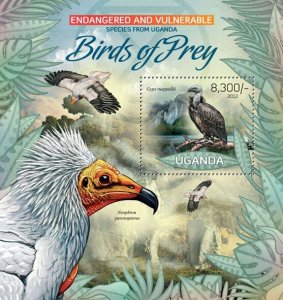 UGANDA - 2012 - Birds of Prey - Perf Souv Sheet - Mint Never Hinged