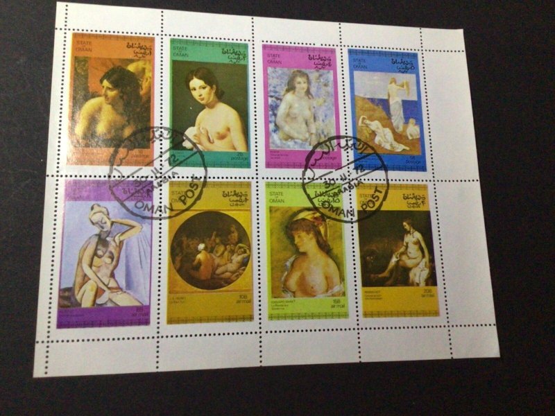 State of Oman Nudes paintings stamps sheet Ref 58093