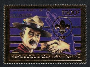 Central African Rep. Lord Baden-Powell Scouting 1500f on GOLD FOIL 1984 MNH
