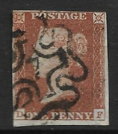 1d Penny Red Number 7 in Maltese Cross all 4 margins