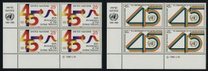 United Nations - New York 577-8 BL Blocks MNH 45th Anniv of the United Nations