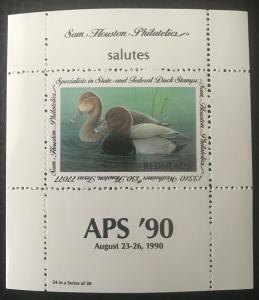 Sam Houston Philatelics salutes APS '90 August 23-26, 1990 MNH