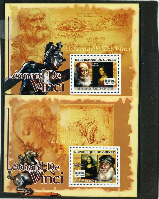 GUINEA 2010 PAINTINGS BY LEONARDO DE VINCI 2 S/S MNH 