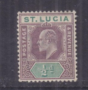 St. LUCIA, 1902 KEVII, CA, 1/2d. Purple & Green, lhm. 