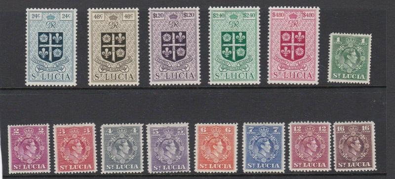 ST LUCIA  1949    NEW CURRENCY SET  OF 14   MH 