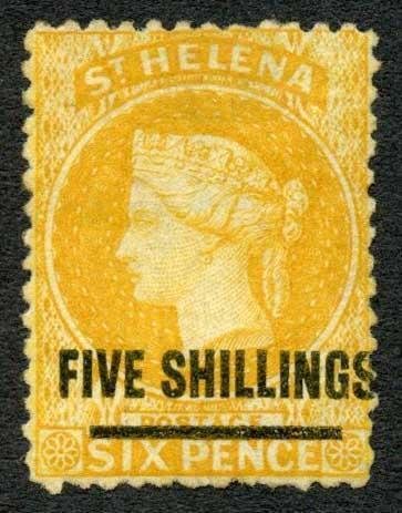 St Helena 1864-80 5s orange wmk Crown CC P12.5 SG20 mint cat 60 pounds 