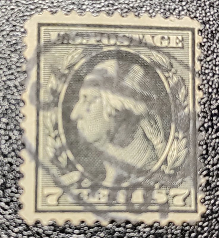 Scott Stamp# 407 - 1914 Washington 7 cent Black stamp.  SCV $14.00