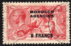 1924 GB KGVI offices in Morocco 6 franc on 5/ Used Wmk 34 Sc# 419 CV $47.50