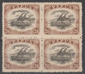 PAPUA 1910 LAKATOI 2/6 BLOCK LARGE PAPUA PERF 12.5 */** TYPE B