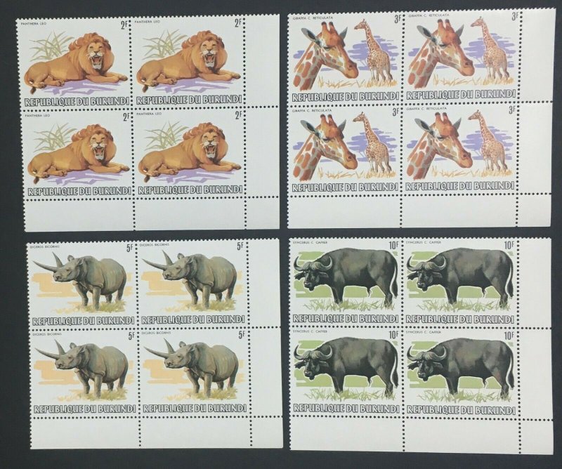 MOMEN: BURUNDI SC #589-601 1982 1983 CORNER BLOCK WILDLIFE MINT OG NH LOT #60809