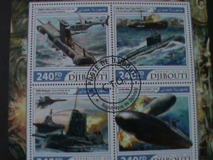 ​DJIBOUTI-2017 SC#1357 WORLD FAMOUS  SUBMARINES- CTO SHEET-VF LAST ONE-