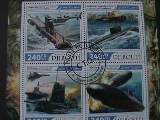 ​DJIBOUTI-2017 SC#1357 WORLD FAMOUS  SUBMARINES- CTO SHEET-VF LAST ONE-