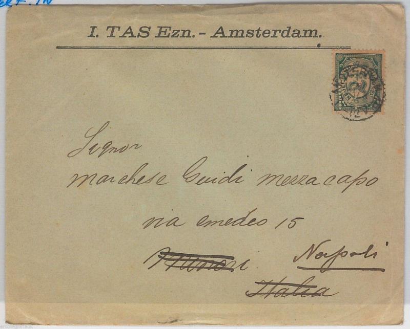 NETHERLANDS Nederland -  POSTAL HISTORY: PERFIN stamps on COVER to ITALY 1900