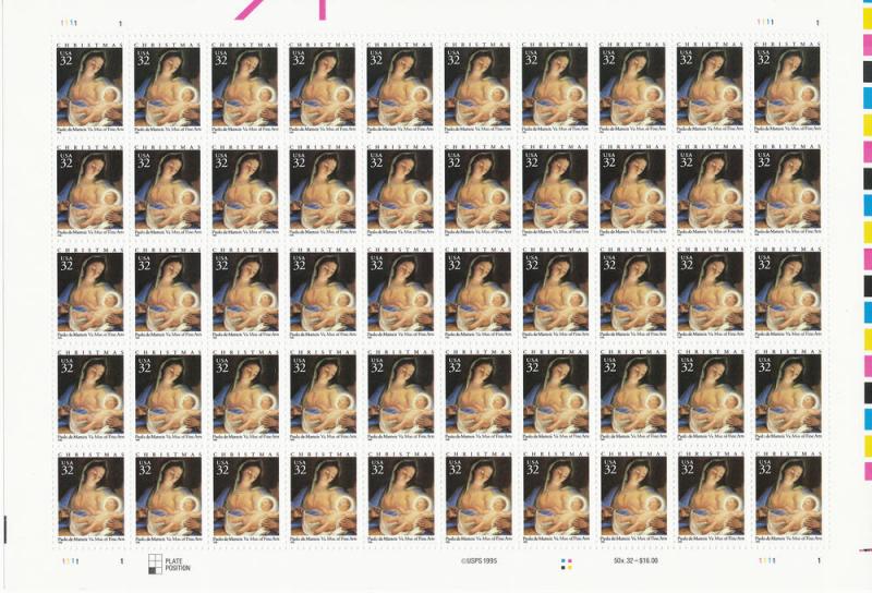 Scott 3107 Christmas, Madonna & Child Pane of 50 MNH stamps