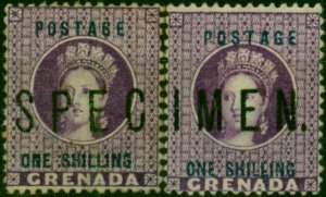 Grenada 1875 1s Dp Mauve SG13 2 x Singles Forming Pair Specimen Opt Fine & Fr...