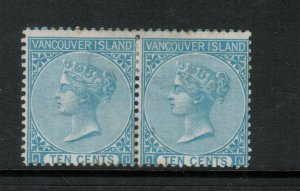 British Columbia #6 Mint Fine Pair Full Original Gum Lightly Hinged 