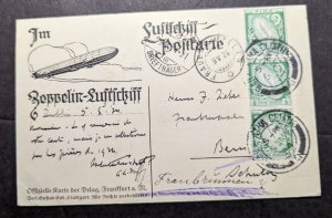 1924 Ireland Zeppelin Airmail Postcard Cover Dublin to Bern Switzerland