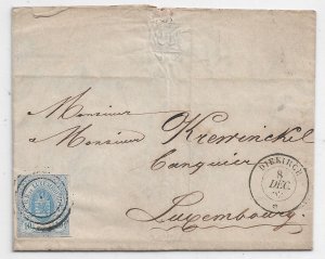 Luxembourg Sc #7 on an Internal Folded Letter 1862 (49739)