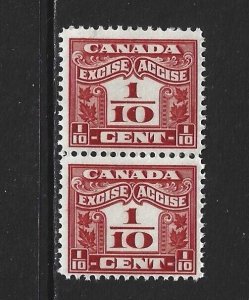 CANADA - #FX34 - 1/10c EXCISE TAX VERTICAL PAIR MNH BACK OF BOOK BOB