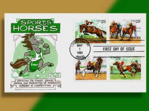 2756-59 SPORTS HORSES FDC • Bennett Cachetoons' Equine Athleticism from 1993!