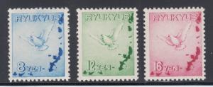 Ryukyu Islands Sc C1-C3 MLH. 1950 First Air Mails, complete set, VLH