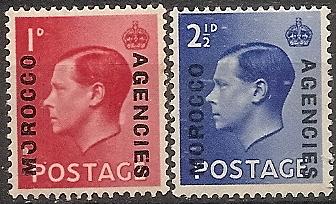 Great Britain Offices-Morocco 244a-45a Mint OG 1936 KEVII...